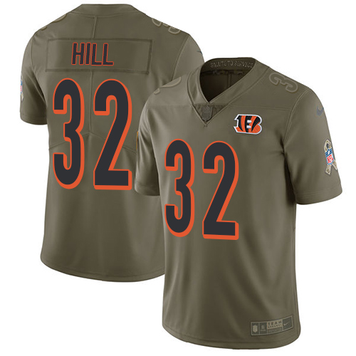 Nike Bengals #32 Jeremy Hill Olive Men's Stitched NFL Limited Salute To Service Jersey